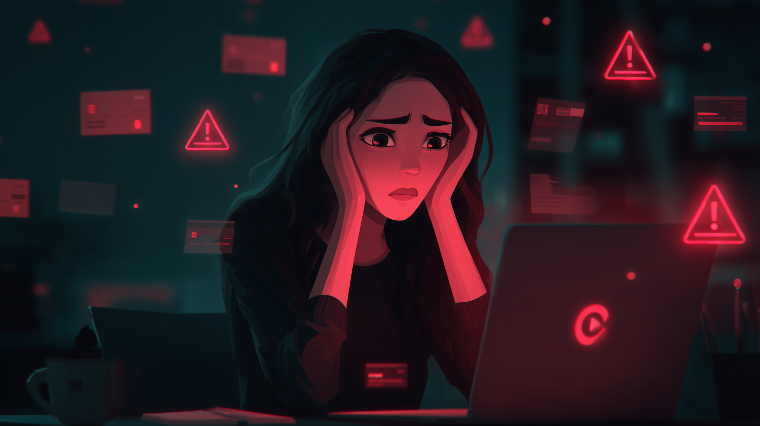 Illustration of a worried person calling their bank after paying on a scam website