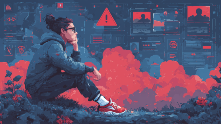 Illustration of scam website red flags and warning signs on a fake online store